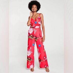 Sz 6 Ted Baker Floral Red Jumpsuit with pockets (Ted Baker size 2)